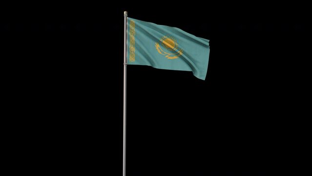 Kazakhstan flag, 4k video background is transparent