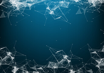 Abstract polygonal space low poly dark background with connecting dots and lines. Connection structure.