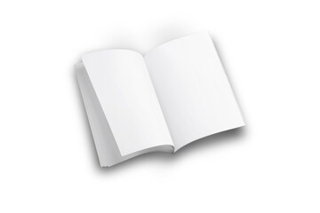 Blank white open magazine or book mockup isolated on white background. 3d rendering.