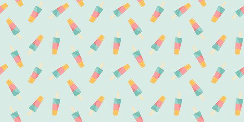 Seamless pattern of fruit ice cream. Ice cream backgound.