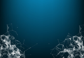 Abstract polygonal space low poly dark background with connecting dots and lines. Connection structure.