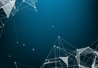 Abstract polygonal space low poly dark background with connecting dots and lines. Connection structure.