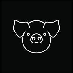 Line Art of the Pig Head for Logo or Graphic Design Element. Vector Illustration