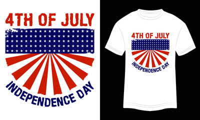 T-shirt Design 4th July USA Independence Day Vector Colorful Illustration in Black  Background