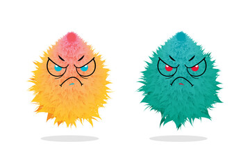 Set of cute characters in Bat Mouse,, Vkelet, Garden Scarecrow, Scarecrow. Funny Costume, Halloween costumes, Cartoon Count Dracula, Witch, Pumpkin, Voodoo Doll, Egyptian Mummy,  Vector Illustration