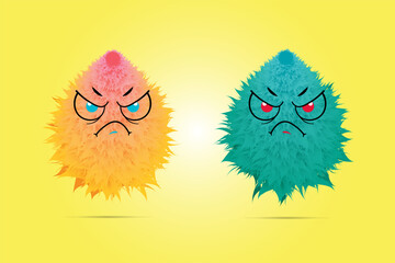 Set of cute characters in Bat Mouse,, Vkelet, Garden Scarecrow, Scarecrow. Funny Costume, Halloween costumes, Cartoon Count Dracula, Witch, Pumpkin, Voodoo Doll, Egyptian Mummy,  Vector Illustration