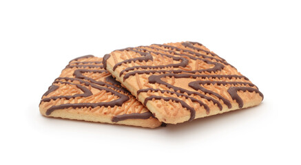 Chocolate cookies isolated on white.