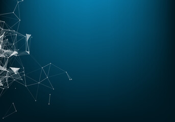 Abstract 3d Vector futuristic dots and lines. computer geometric digital connection structure. Futuristic black abstract grid. Plexus with particles. Intelligence artificial