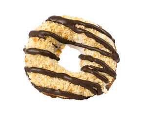 donut with chocolate and cookies isolated on white background