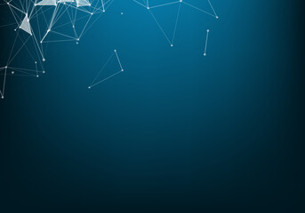 Molecular structure background and communication. Abstract background with molecule DNA and neural network. Artificial intelligence. Science and technology concept with connected lines and dots