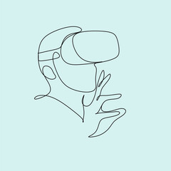 Line art illustration of business and marketing. Social media.