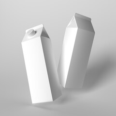 3d render mockup of box packaging of milk, kefir, yogurt, juice