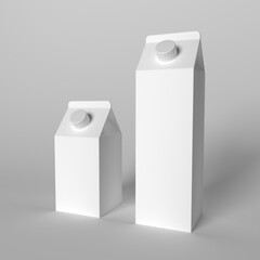 3d render mockup of box packaging of milk, kefir, yogurt, juice