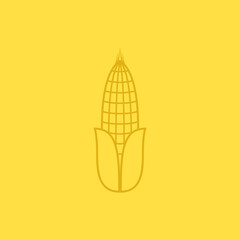 Corn on yellow background. Corn logo design.