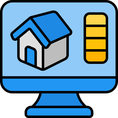 computer outline color icon