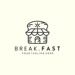 restaurant with line art style logo icon template design. breakfast, eatery ,cafe, vector illustration