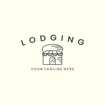 lodging with line art style logo icon template design. housing, hostelry, hostel vector illustration