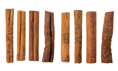 Cinnamon sticks isolated on white background. Delicious and fragrant spice.