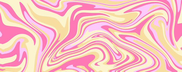 Hand drawn colorful retro style groovy psychedelic background