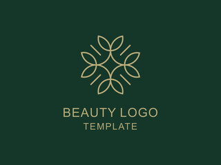 Simple beauty gold flower gold luxury natural flower pattern logo design