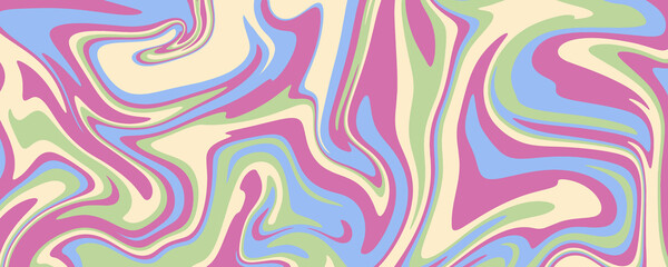 Hand drawn colorful retro style groovy psychedelic background