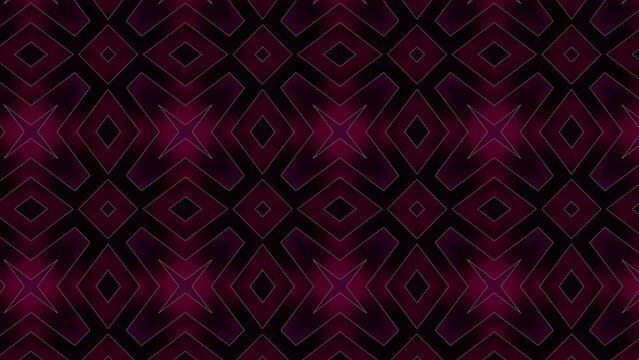 Seamless diamond pattern with maroon magenta and black color background sliding animation. Repeating arabesque background for textile fashion digital printing postcards or wallpaper design