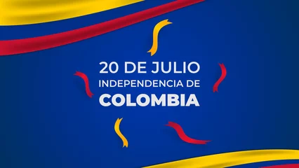 Fototapeten 20 de julio Colombia background with wavy flags © wanz
