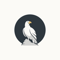 standing white eagle animal logo