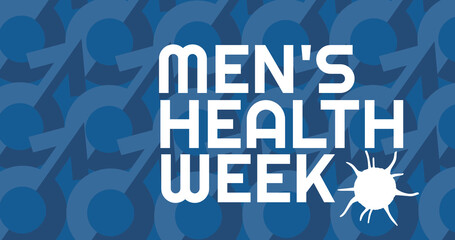 Naklejka premium Image of mens health week text over multiple male symbol