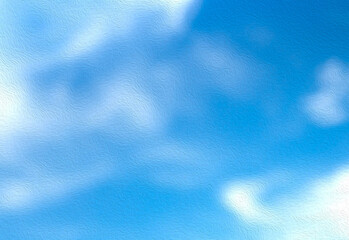 Background with oil painting texture depicting the sky with clouds. Digitally generated oil painting.