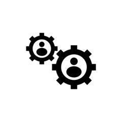 Project management, gear with user vector icon