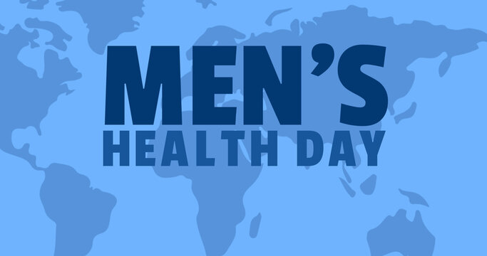 Image of mens health week text over world map