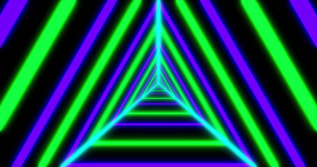 Obraz premium Image of purple and green neon pattern moving in hypnotic motion on seamless loop
