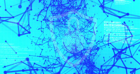 Image of digital shield with padlock over blue background with connections