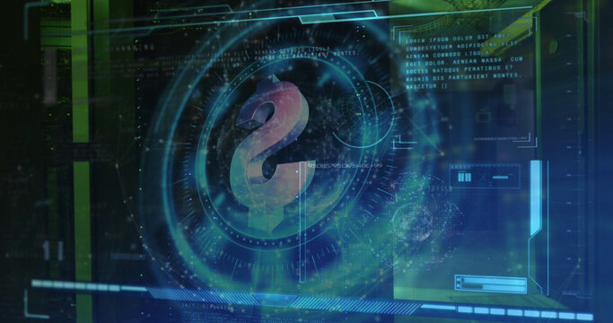 Image of dollar sign on rotating safe lock over data processing and computer server