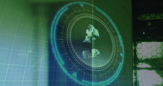 Image of english pound symbol on rotating safe lock over data processing - Powered by Adobe