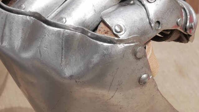 medieval knight gauntlet close up shot