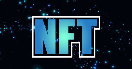 Image of nft over blue dots and black background
