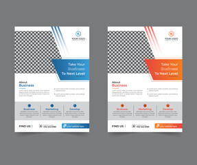 Business flyer design corporate flyer template geometric shape poster design brochure gradient abstract magazine background space for photo in A5 size