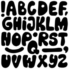 Hand drawn bold black big letters and signs monochrome vector organic alphabet set - 507112135