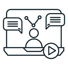 Chat, laptop, video icon
