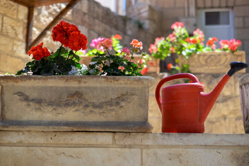 red plastic water can