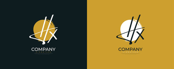 HX Initial Signature Logo Design in Minimalist Handwriting Style. Initial H and X Logo Design for Wedding, Fashion, Jewelry, Boutique and Business Brand Identity