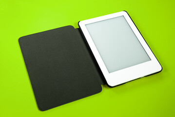 Ebook reader over yellow background