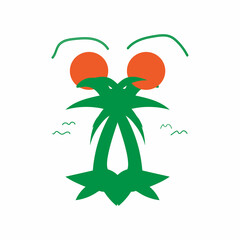 T-shirt design with coconut tree and the moon. Elegant for summer tees, t-shirt design, apparel, clothing company, fashion, outfit. 