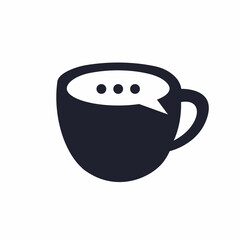 Coffee talk vector logo design. Coffee cup with bubble chat icon vector design.