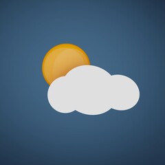 cartoon sun and cloud in the sky, weather symbol, 3d render