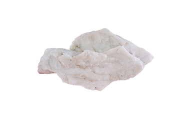 Cut out a piece of raw white quartz rock isolated on white background.