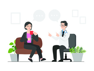 Illustration of a person consulting a psychiatrist-,people go see a psychiatrist