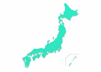 立体的で、シンプルな日本地図